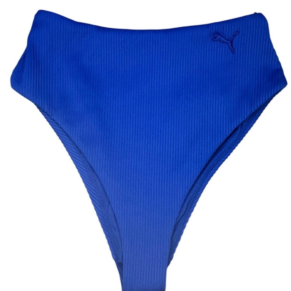 PUMA Women’s High Waist Bikini Swim Bottoms Blue Swimsuit Medium Summer Beach